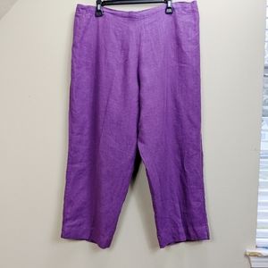 Bryn Walker Linen Pants 2X Purple Pull On